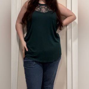 Green Goddess Tank with Mesh and Lace Chest